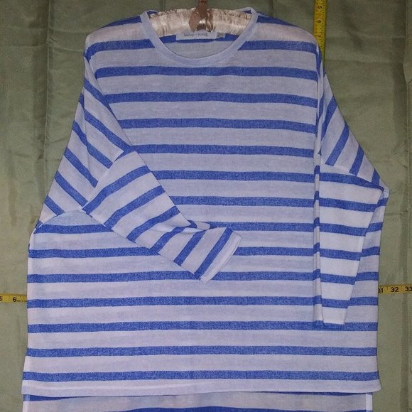 Blue and White Striped Sweater Top by Bishop & Young, size Large - Picture 5 of 12